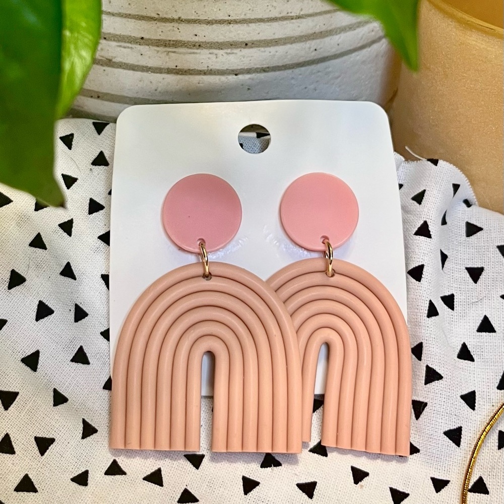 Rainbow shaped polymer clay earrings